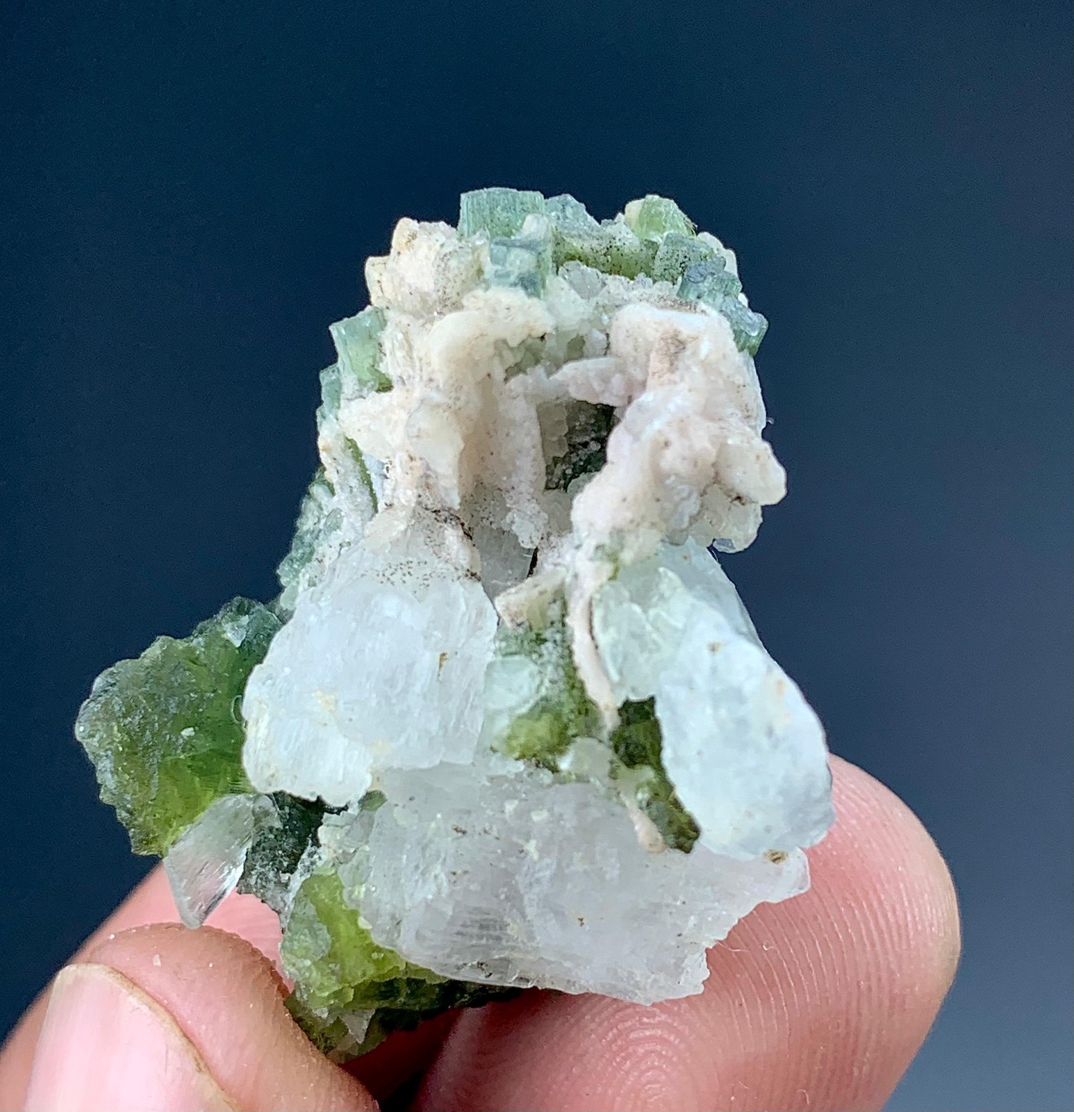 90Cts Beautiful Tourmaline Crystals Bunch With Kunzite From Afghanistan.