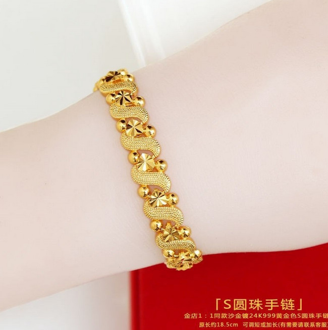 Women’s Gold Plated Bracelet Flower Heart Ethnic Style Gold Wedding Jewelry