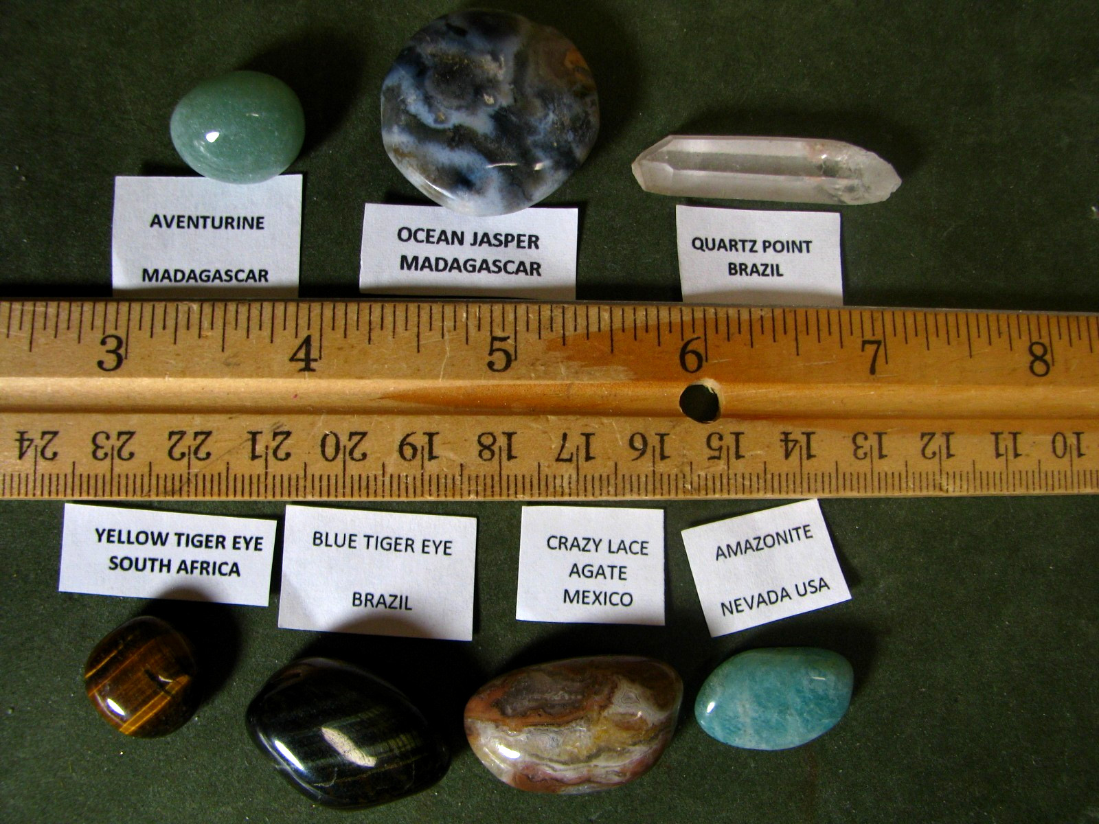 7 MINERAL SPECIMENS AVENTURINE AMAZONITE 2 TIGER EYE AGATE JASPER QUARTZ #291
