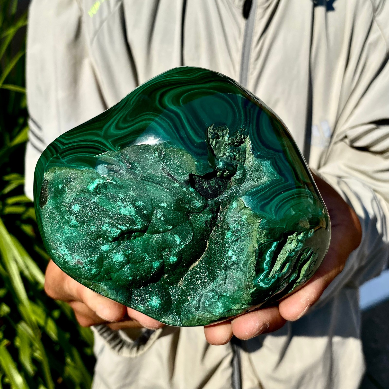 3.3LB Natural glossy Malachite transparent cluster rough mineral sample