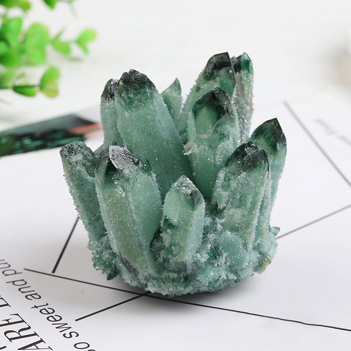 200g+Rare Large Raw Green Phantom Quartz Crystal Cluster Quartz Mineral Specimen