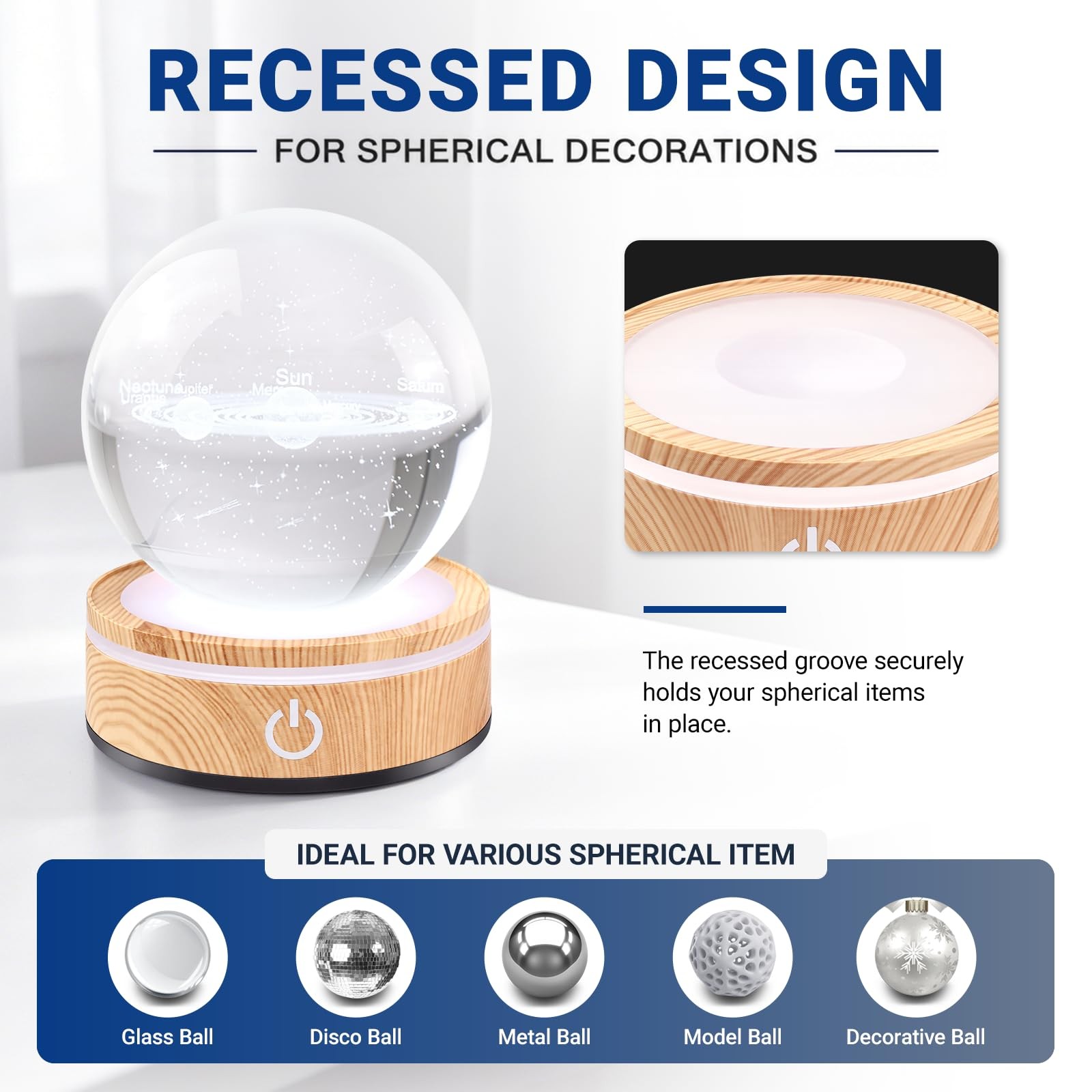 Woodgrain Round LED Light Base Multicolor Display Stand (Two packs)