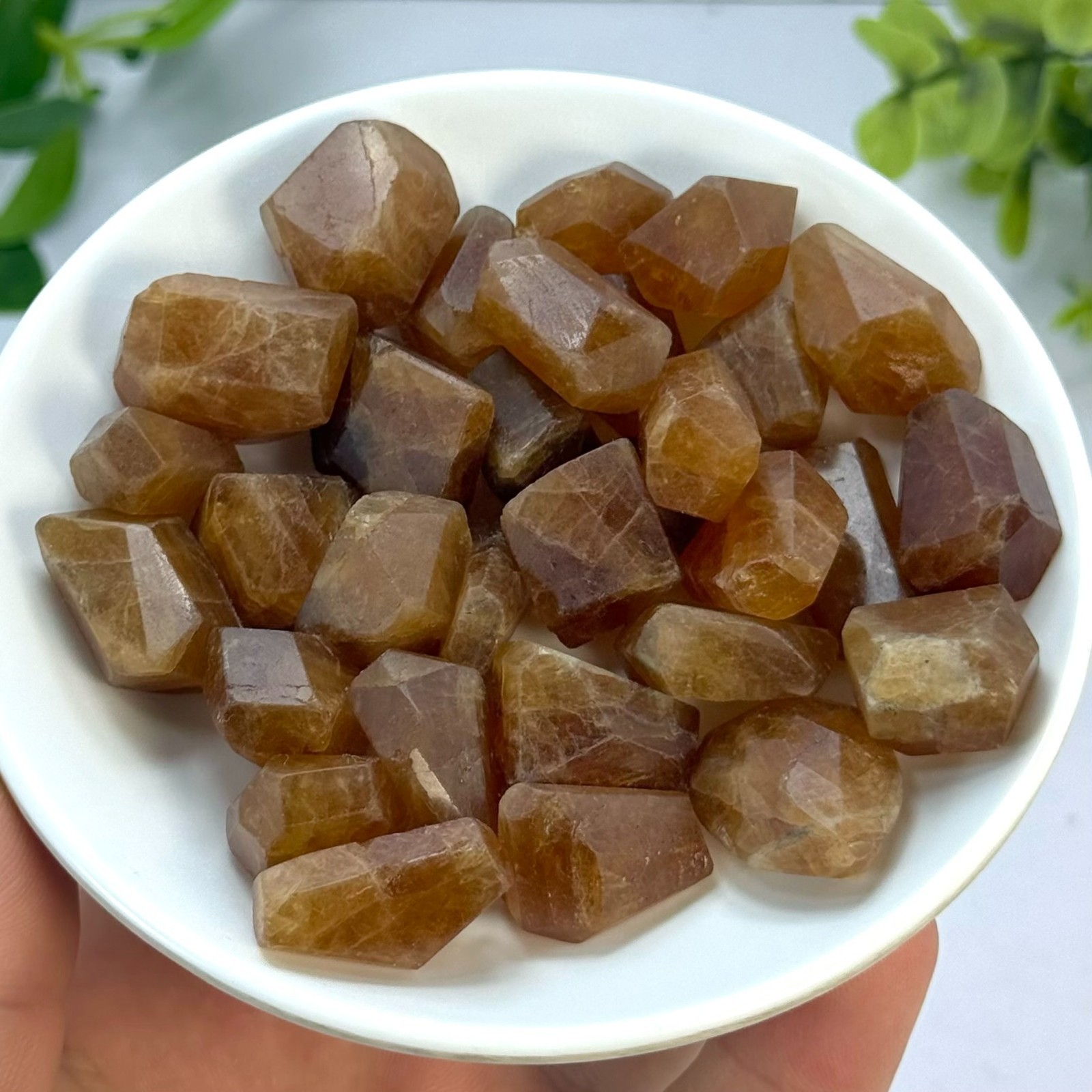 Faceted Red Spessartine Garnet Crystal Tumbles for Jewelry Making, 240g