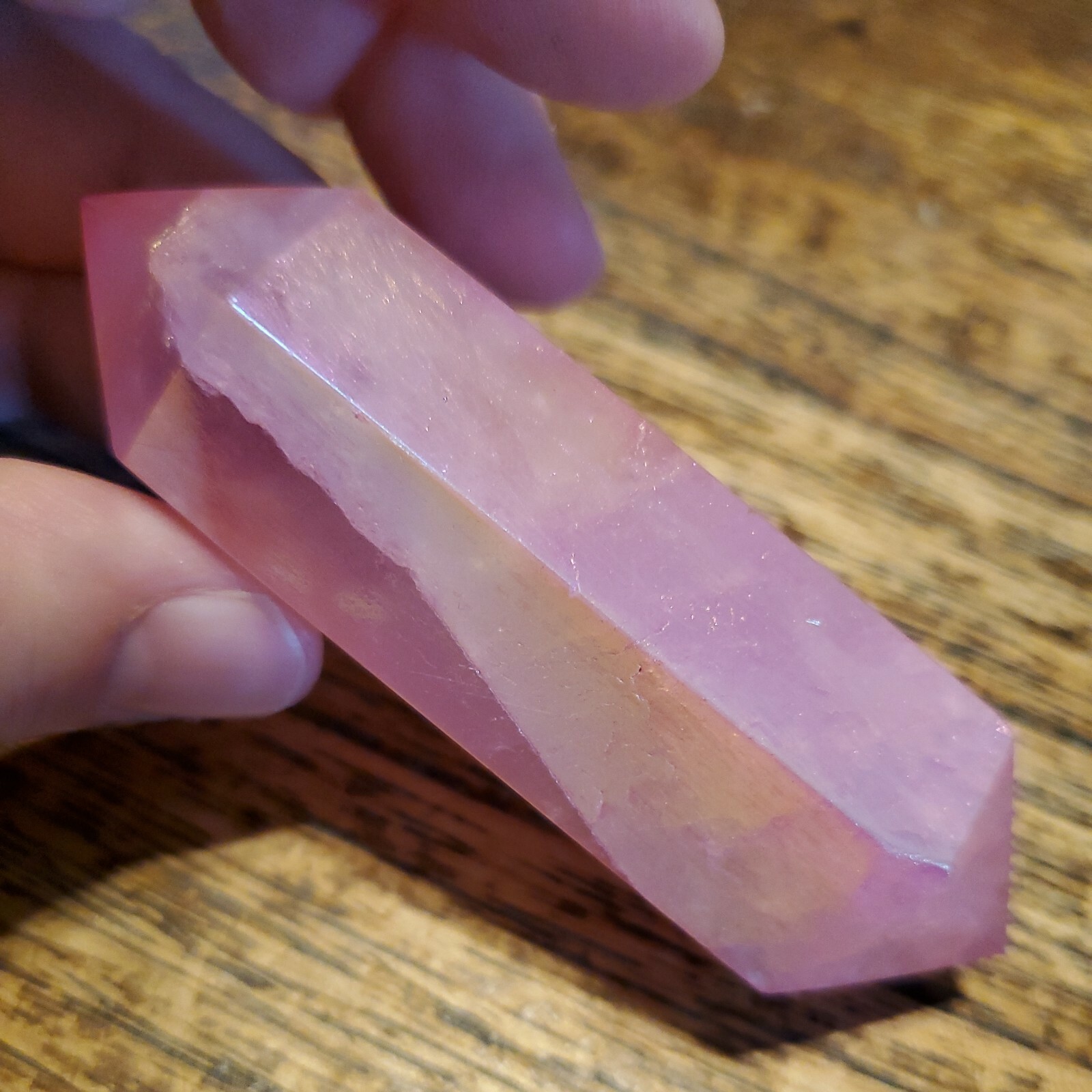 Pink Aura Quartz Crystal Double Termination 3.42in, 96g