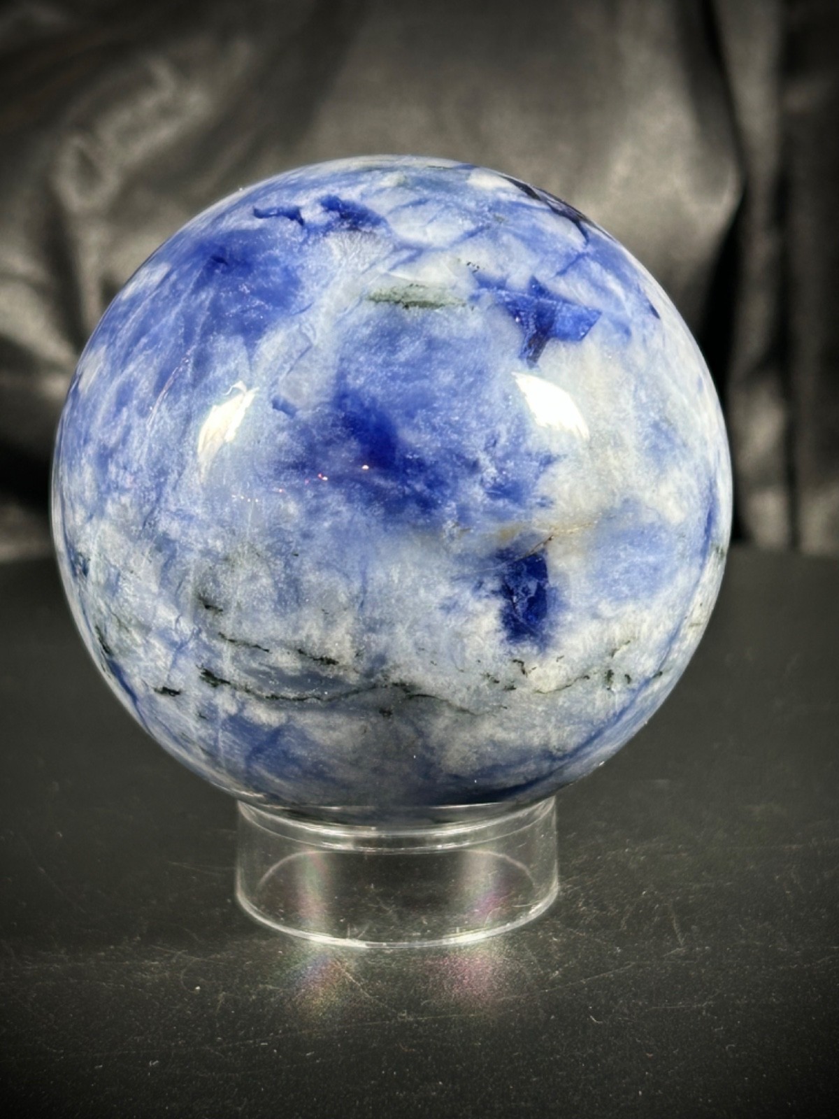 2.52” Afghanite Sphere With Acrylic Stand – Amazing UV 12.5oz (354 grams)