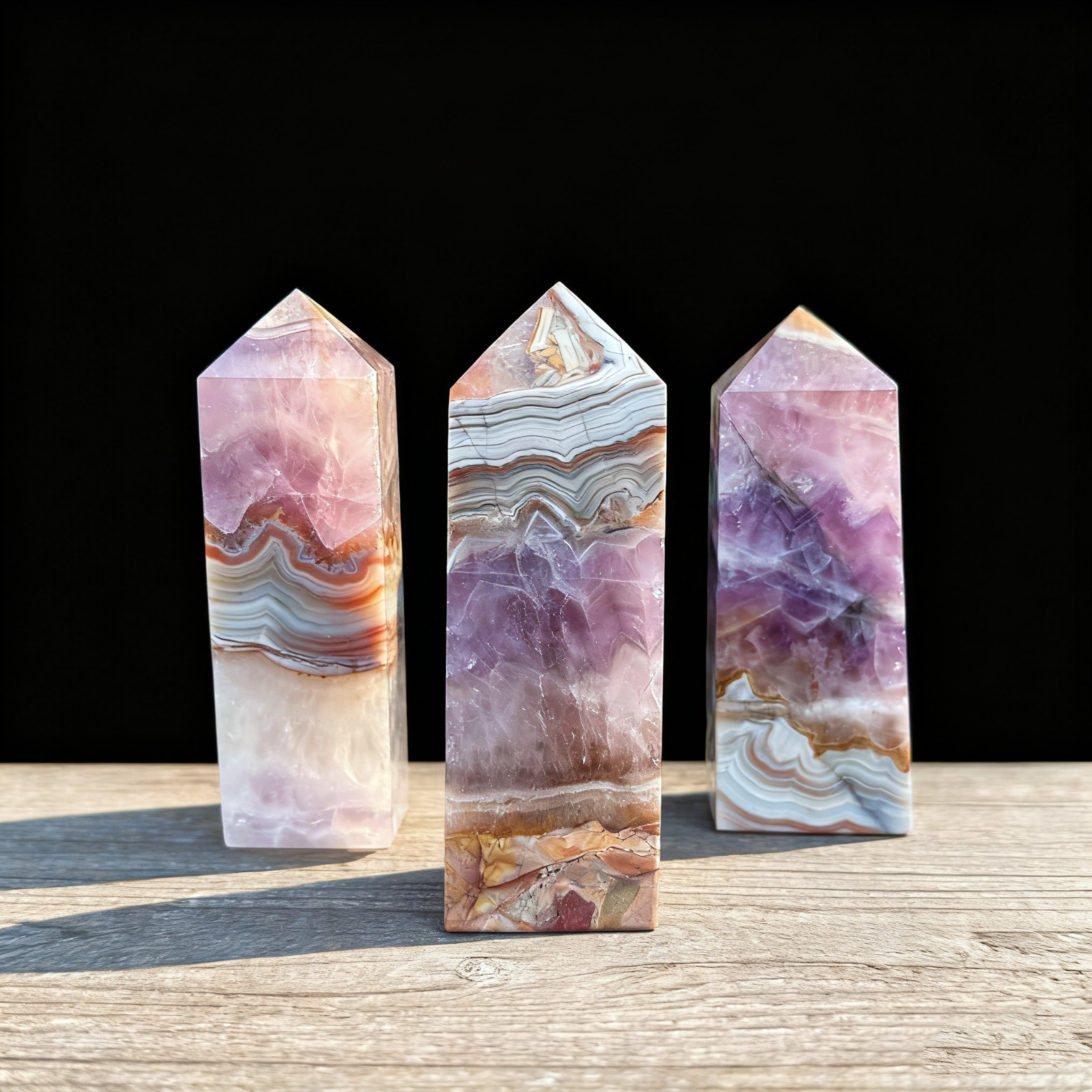 Natural Amethyst Agate Crystal Tower Point Obelisk – Healing Crystal Decor