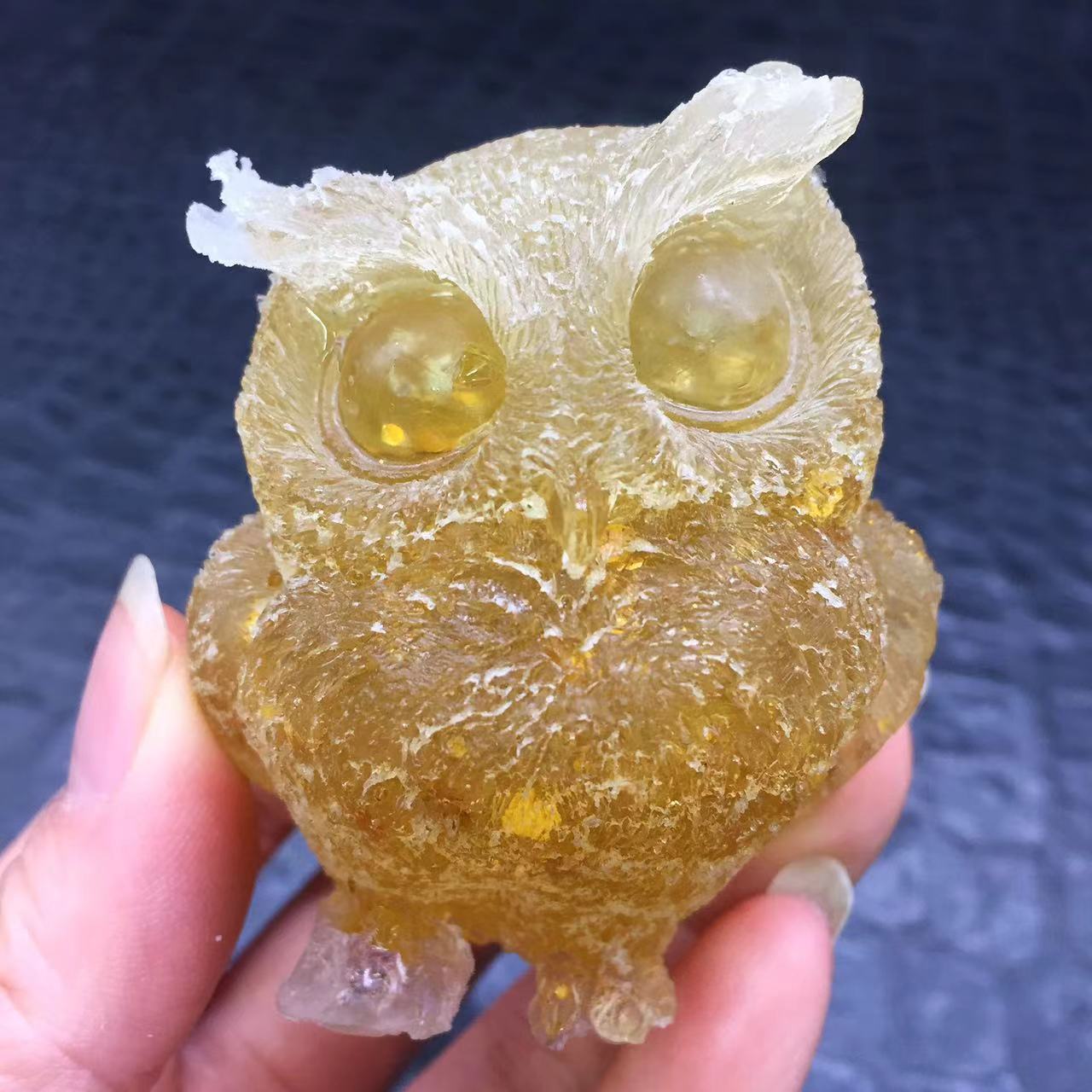 Natural Citrine Crystal Chips Quartz Stone Gravel Resin Owl Healing Decorate 1Pc