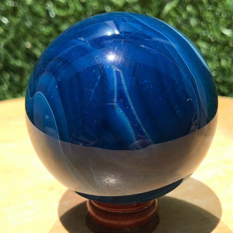 290G Rare Blue Agate Quartz Ball Crystal Sphere Mineral Specimen Healing