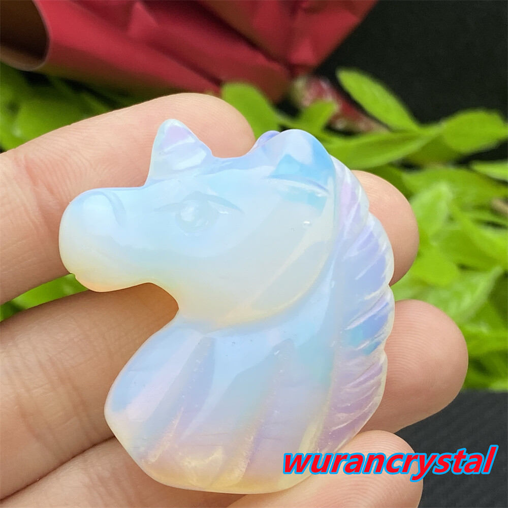 1pc Opalite Unicorn skull Quartz crystal Skull Carved gem Reiki healing 1.5”
