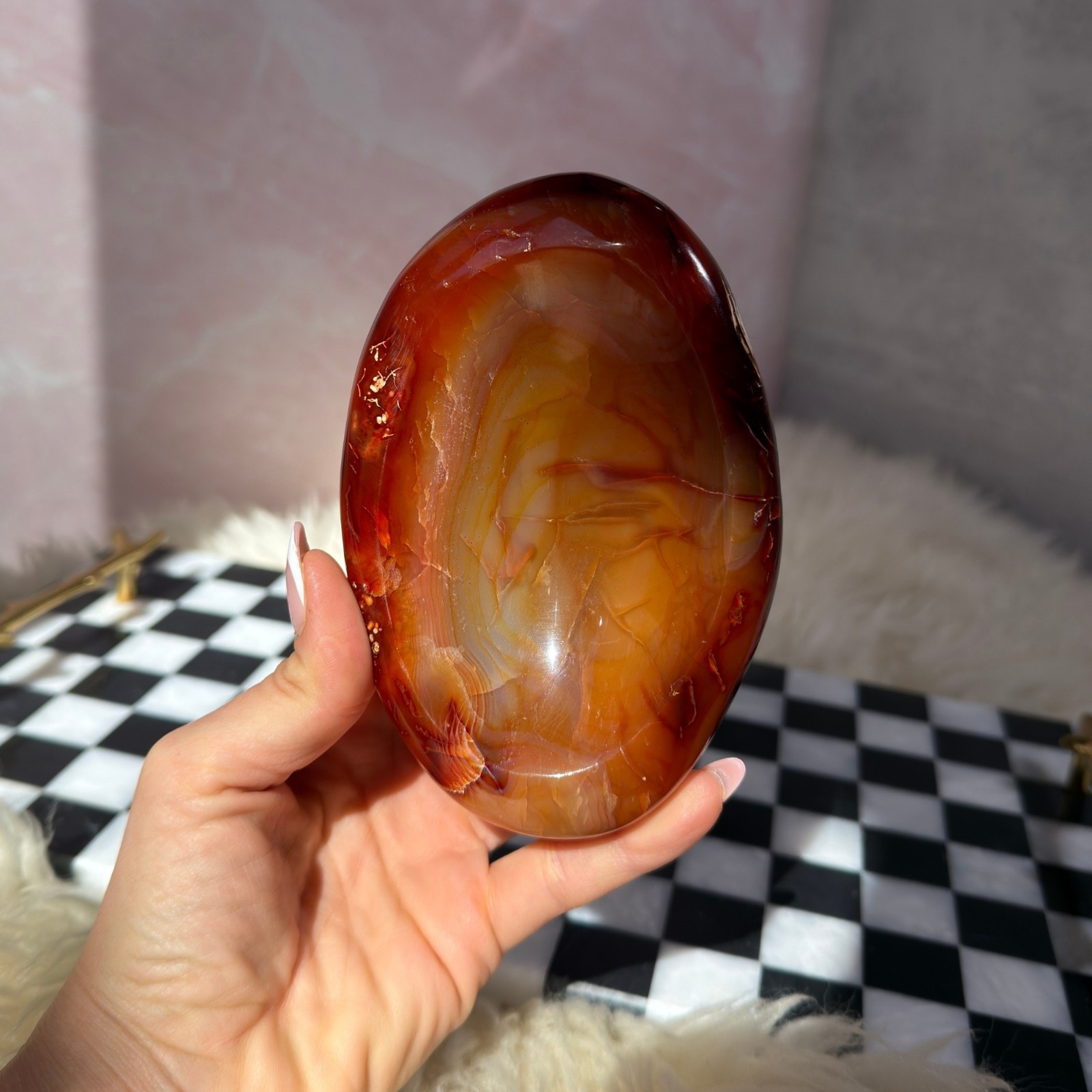 Carnelian Crystal Bowl 1.44 lbs Polished Natural Gemstone Home Decor