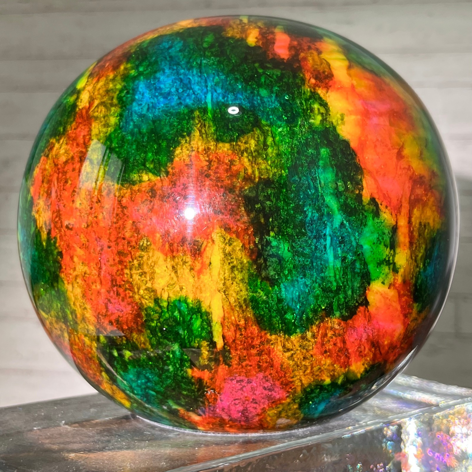11.22 lb Natural Seven Color Jade Sphere – Taiwan Serpentine Crystal Ball 5.7in