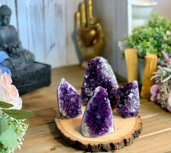 150-200g Natural Amethyst Cluster Geode Quartz Amethyst Specimen Flat Bottom