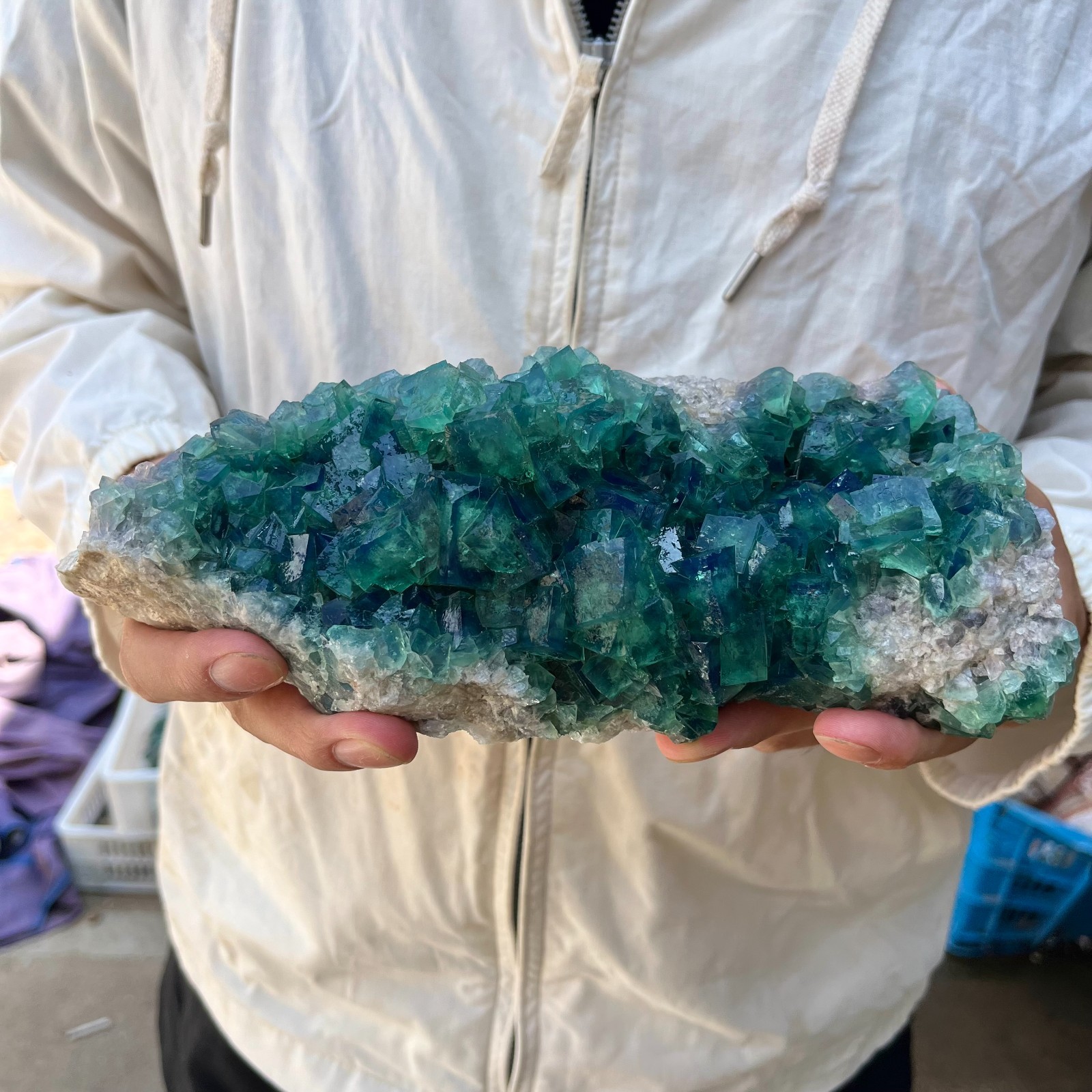 4.2lb NATURAL Green Cube FLUORITE Quartz Crystal Cluster Mineral Specimen