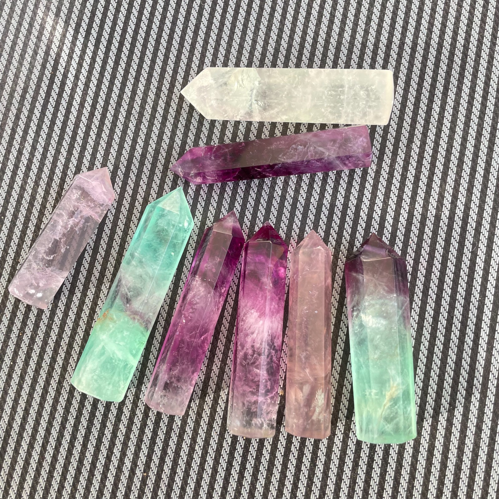 1LB Natural colourful luorite quartz obelisk crystal wand point healing random