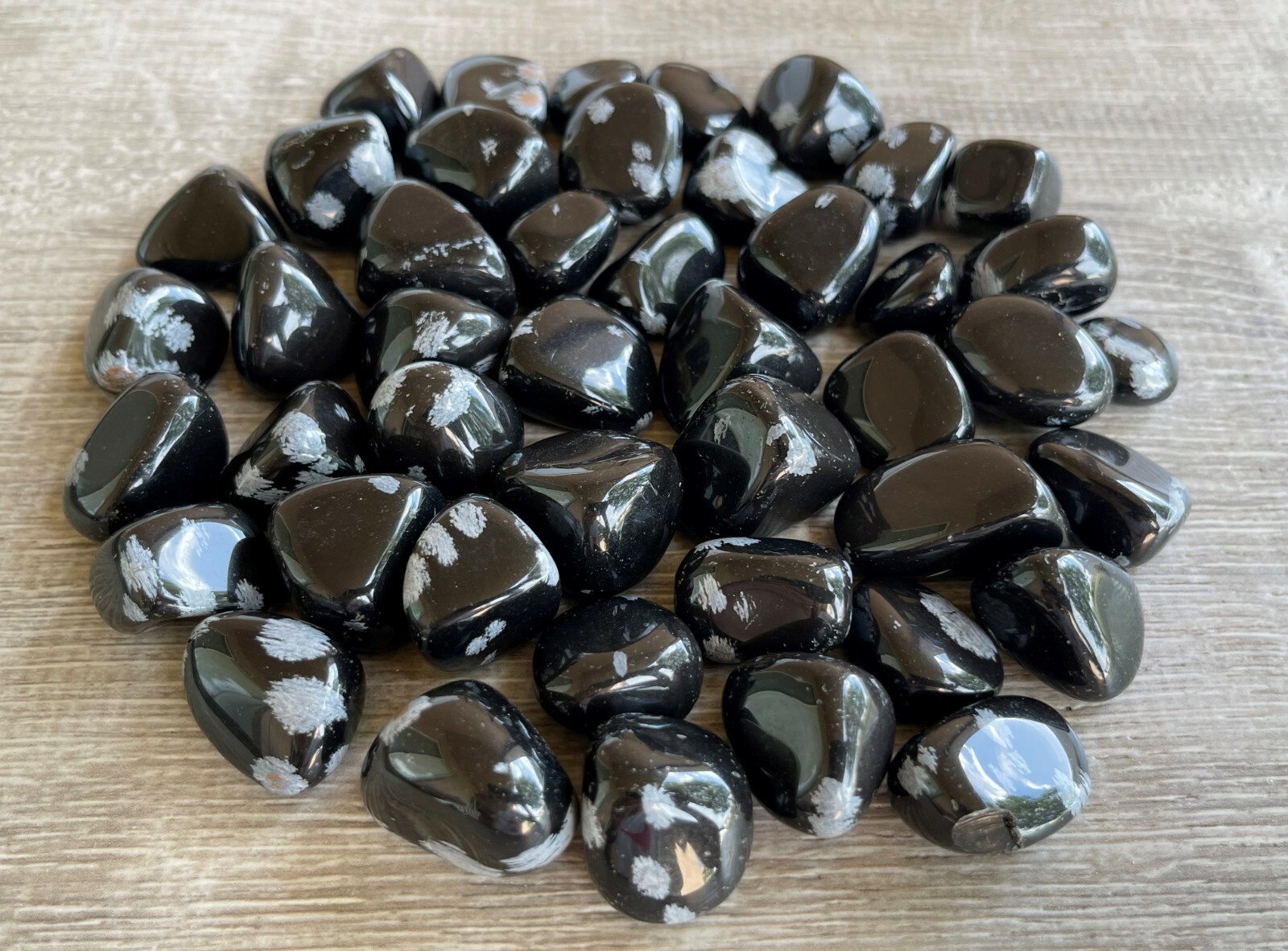 Grade A++ Snowflake Obsidian Tumbled Stones, 0.75″-1″ Polished Stone, Bulk Lot
