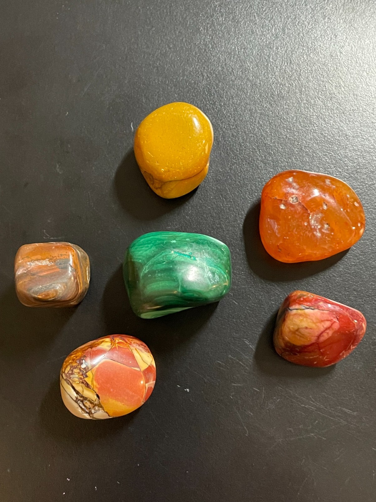 6-Pcs Polished Tumbled Gemstones Various Types Marble Colors Smooth Rounded