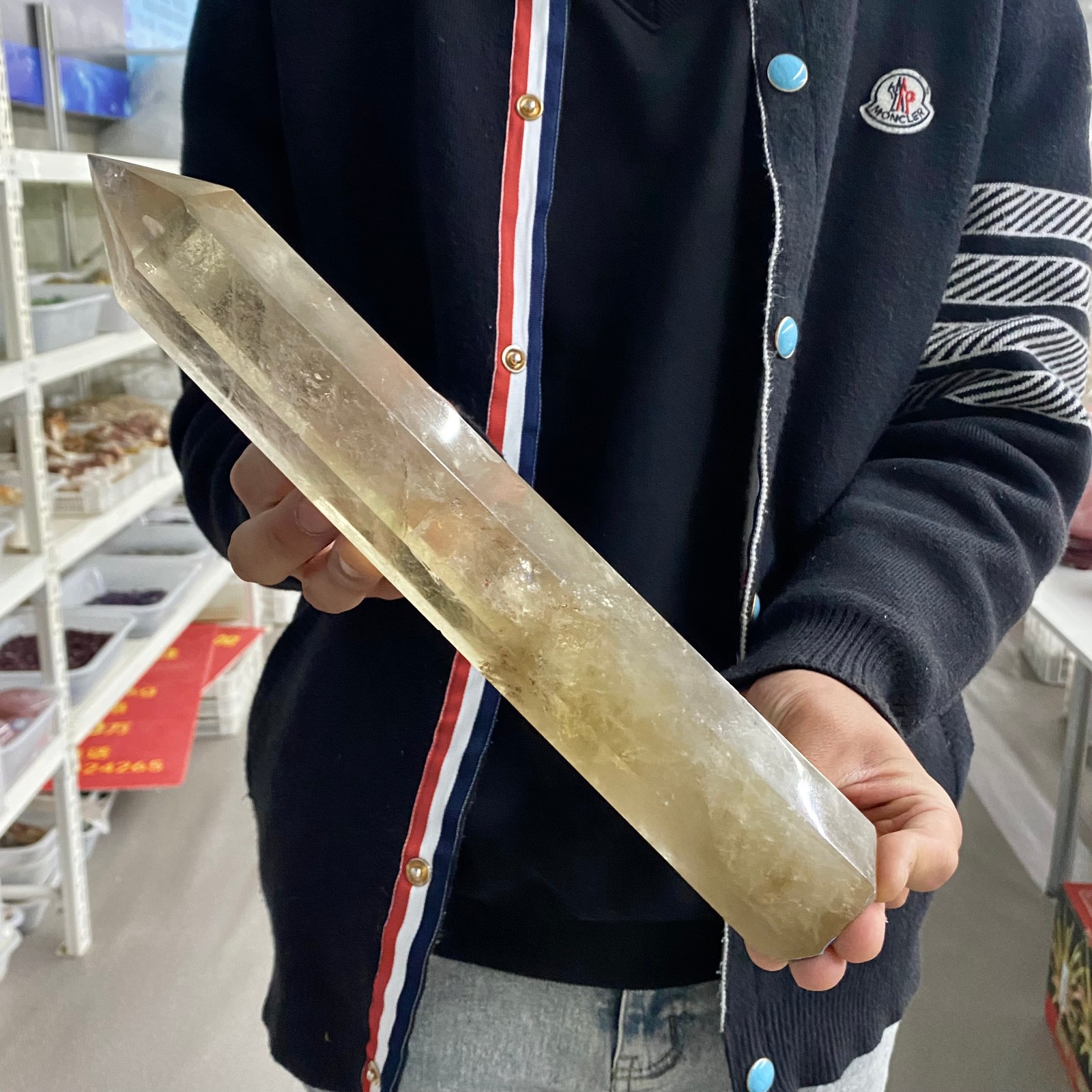 2.03LB Natural Clear Quartz Crystal Point Healing Wand Polished Rock Crystal Rei