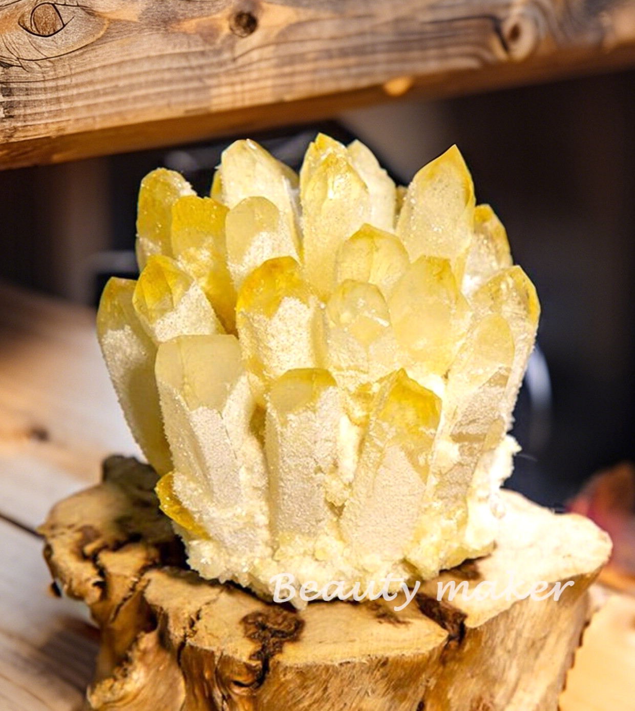 300g Natural Citrine Quartz Geode Cluster Yellow Crystal Collection Home Decor
