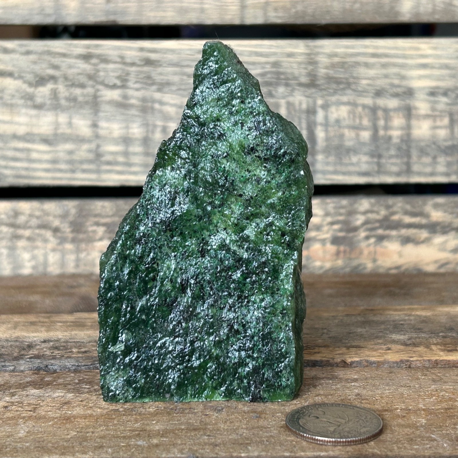 Nephrite Jade Freeform 4″ Green Jade Slab Natural Stone Display