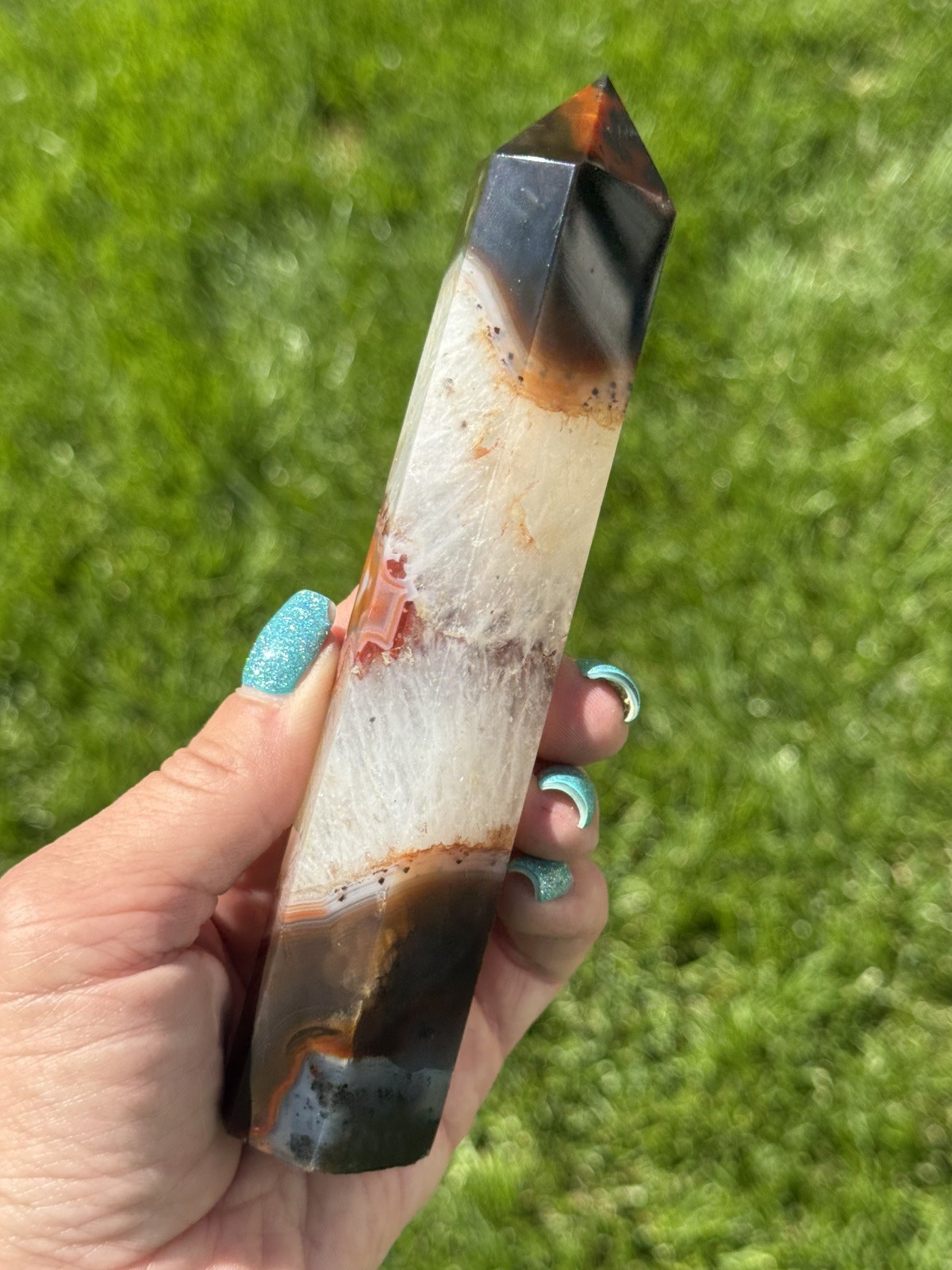 Carnelian in Quartz Crystal Tower, Collectors, 6”, Brazil, gift,