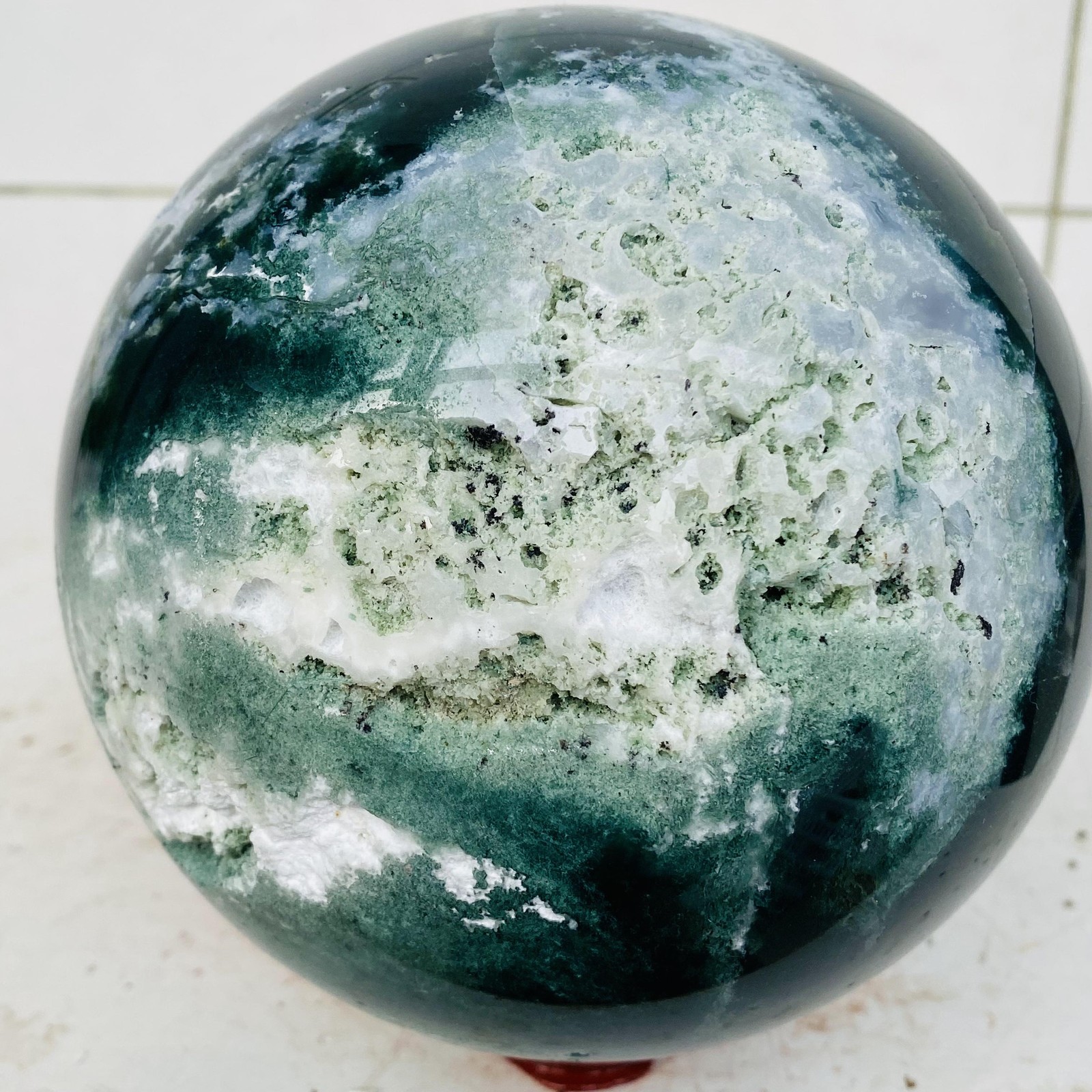 Natural water grass agate sphere crystal ball quartz energy 3180g