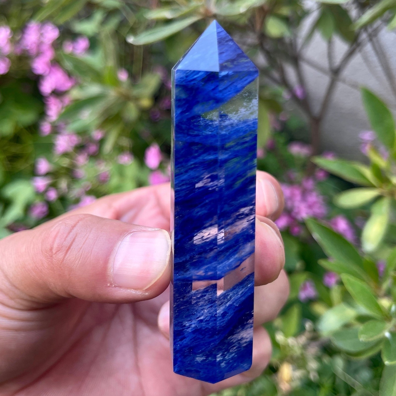 2pc 2.8″Wholesale Crystal Blue Smelting Tower Polished Point Obelisk Home Decor