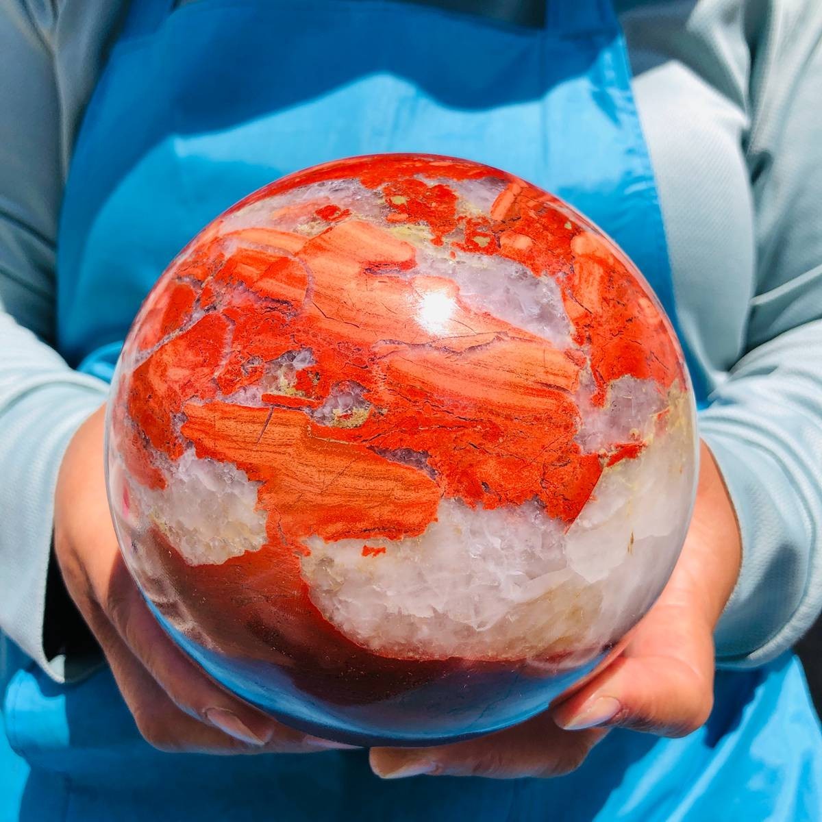 5.96LB Natural red jade ball quartz crystal ball, spiritual energy healing
