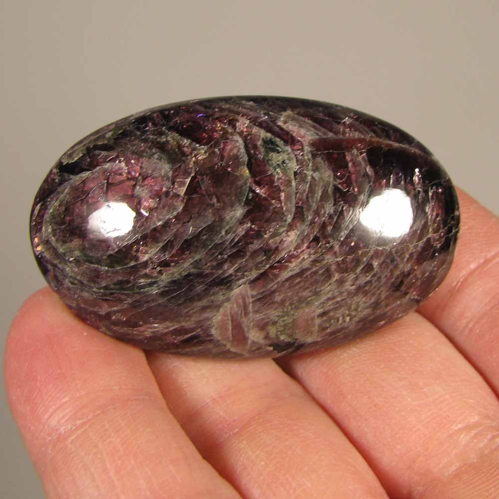 2.1″ Red RHODOLITE GARNET Crystal Polished Palm Stone – India