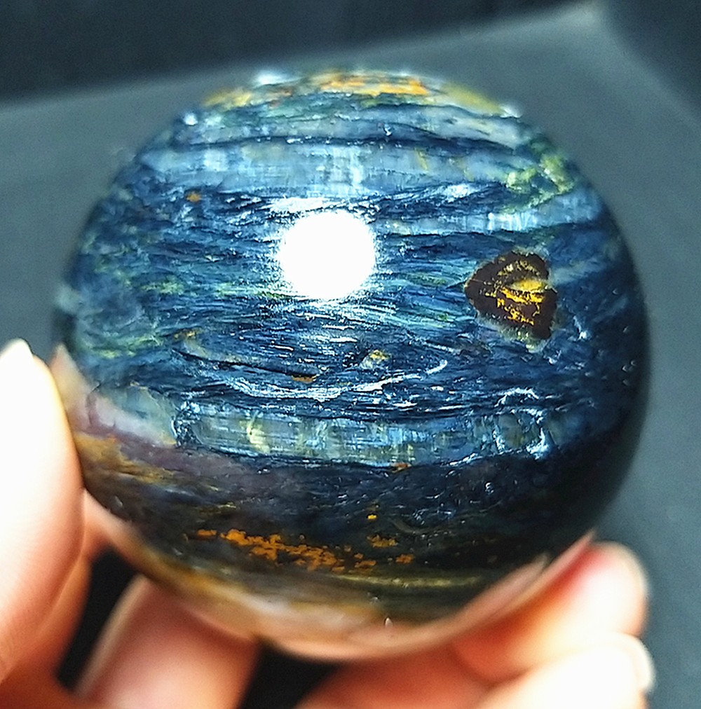 RARE 355G Natural Namibia ” Pietersite” Gemstone Sphere Ball Healing a457