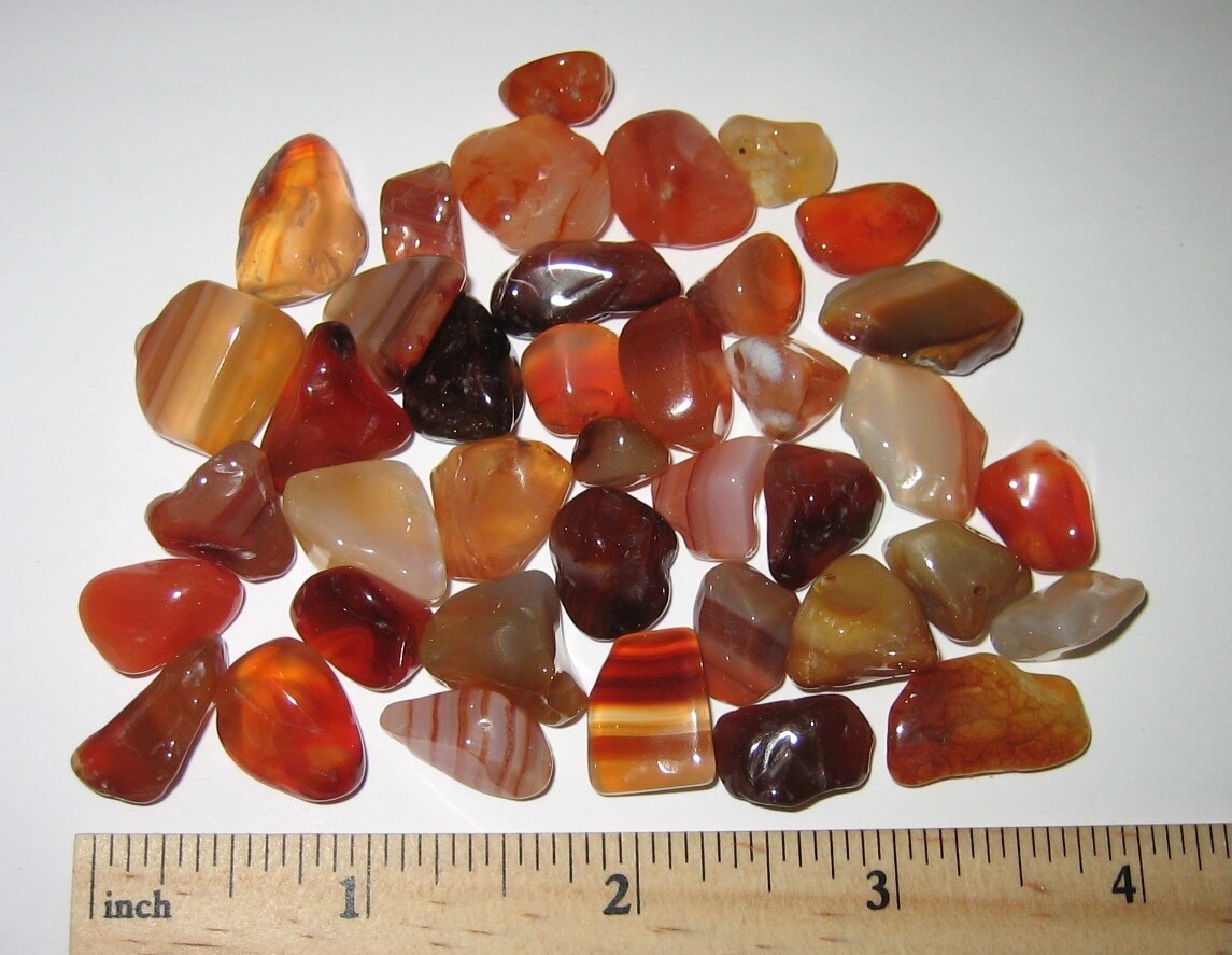 39 TUMBLED POLISHED SMALL NATURAL 0.3″- 0.6″ CARNELIAN AGATE STONES 77.9grams *3