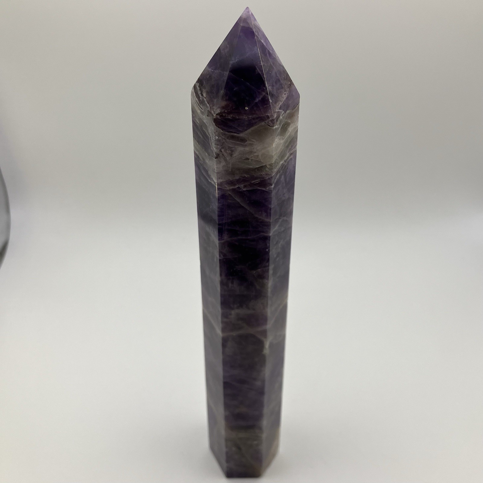 181mm XL .53 LB Brazil Amethyst Quartz Crystal Tower Gemstone Pillar Point, 240g