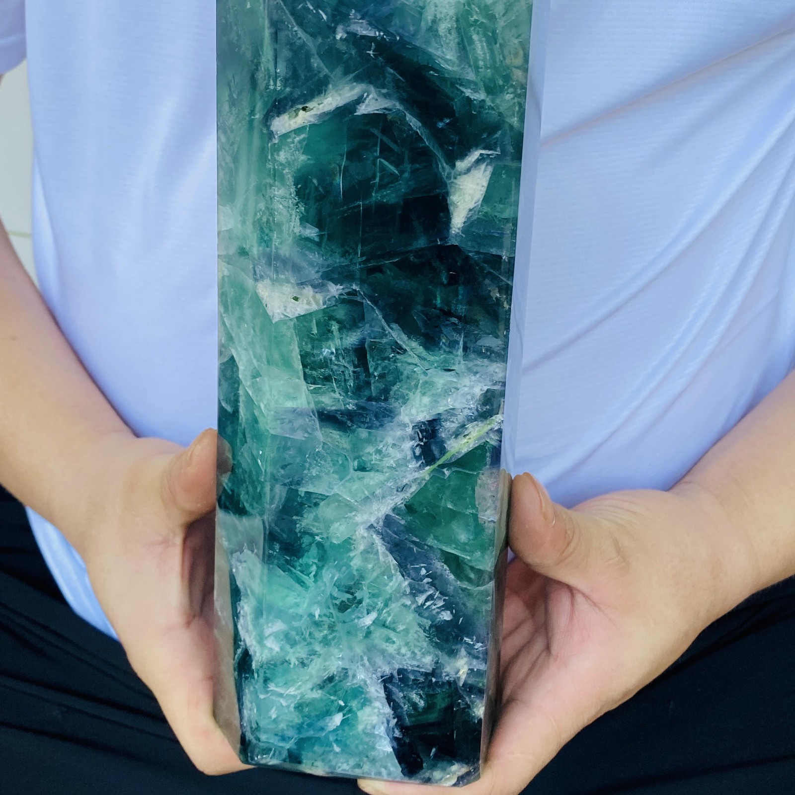 Natural Fluorite Obelisk Quartz Crystal Healing Reiki Wand Tower Point 4800g
