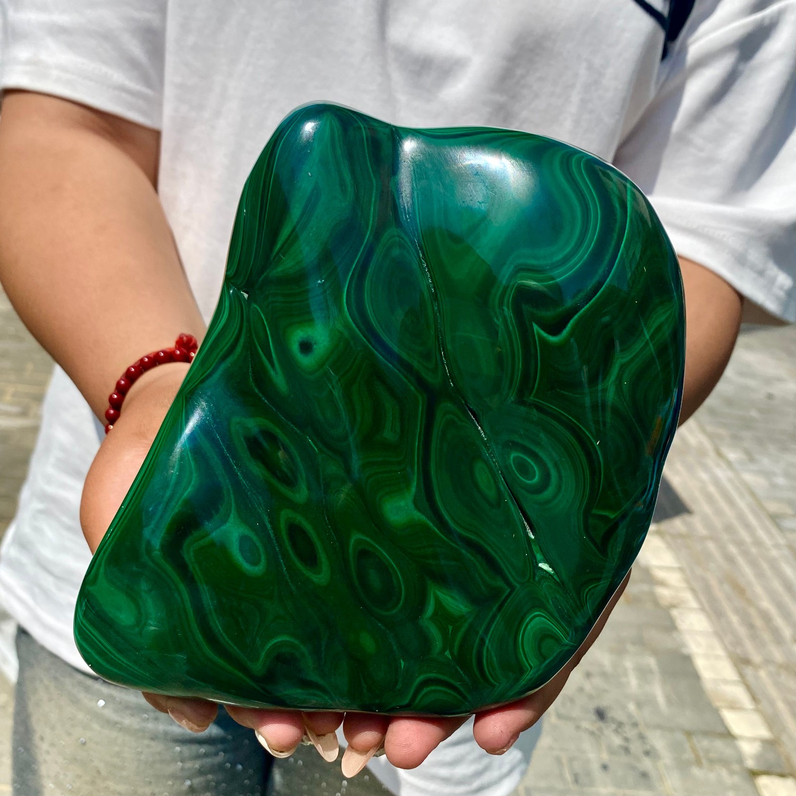 5.4LB Natural glossy Malachite transparent cluster rough mineral sample