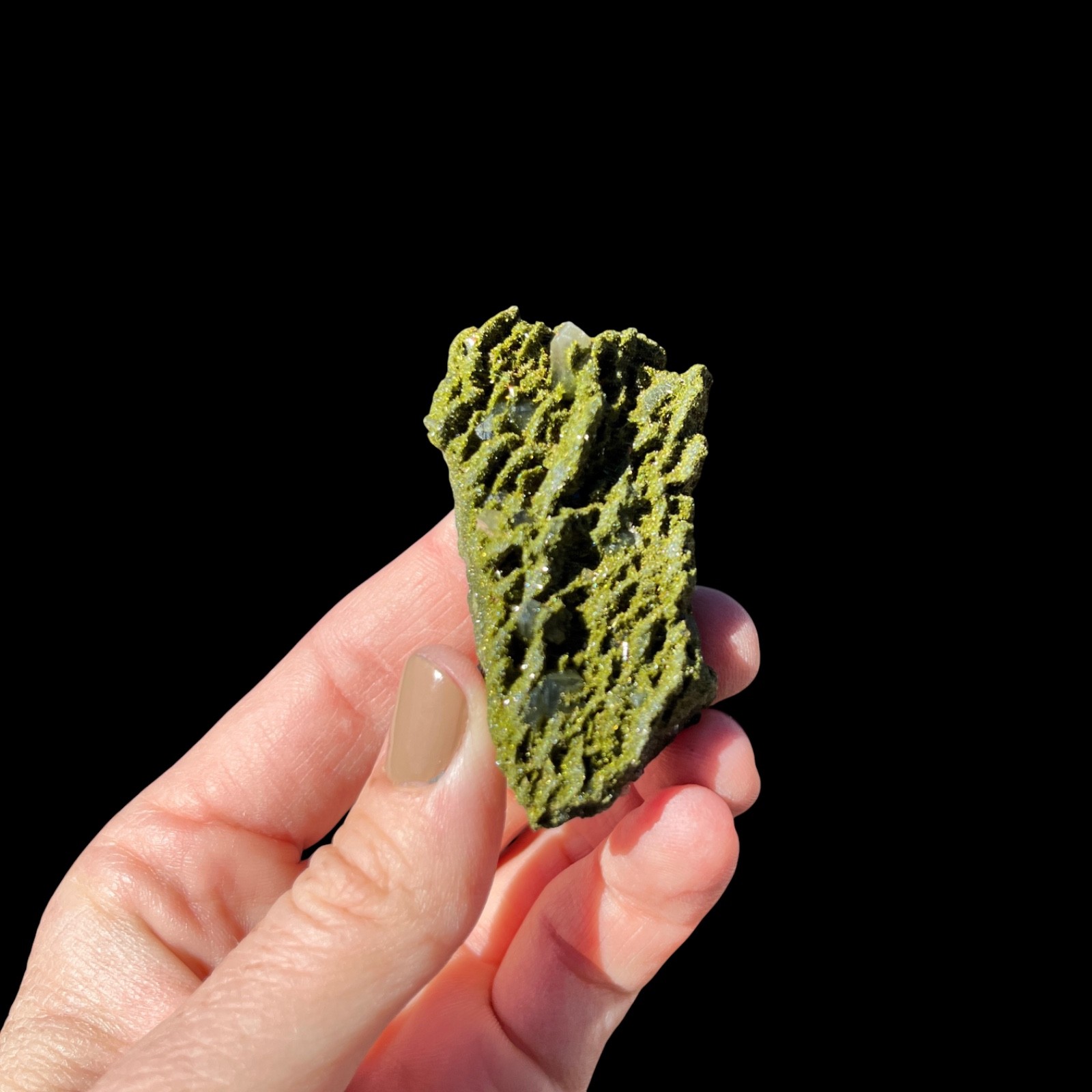 Natural Raw Epidote w/ Quartz Gemstone Healing Specimen 1.6oz (PPC017)