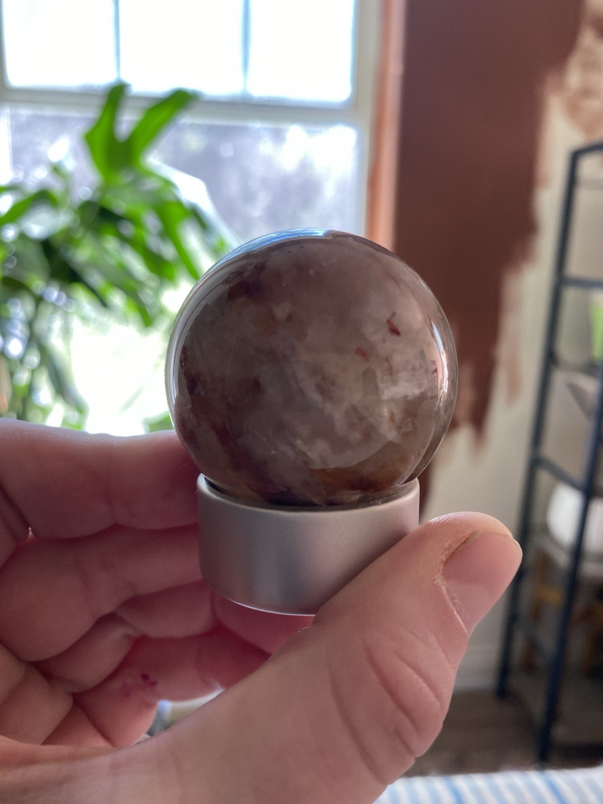Fire Quartz Sphere Gemstone 4.48 Oz/.79 Lb. Crystal Ball