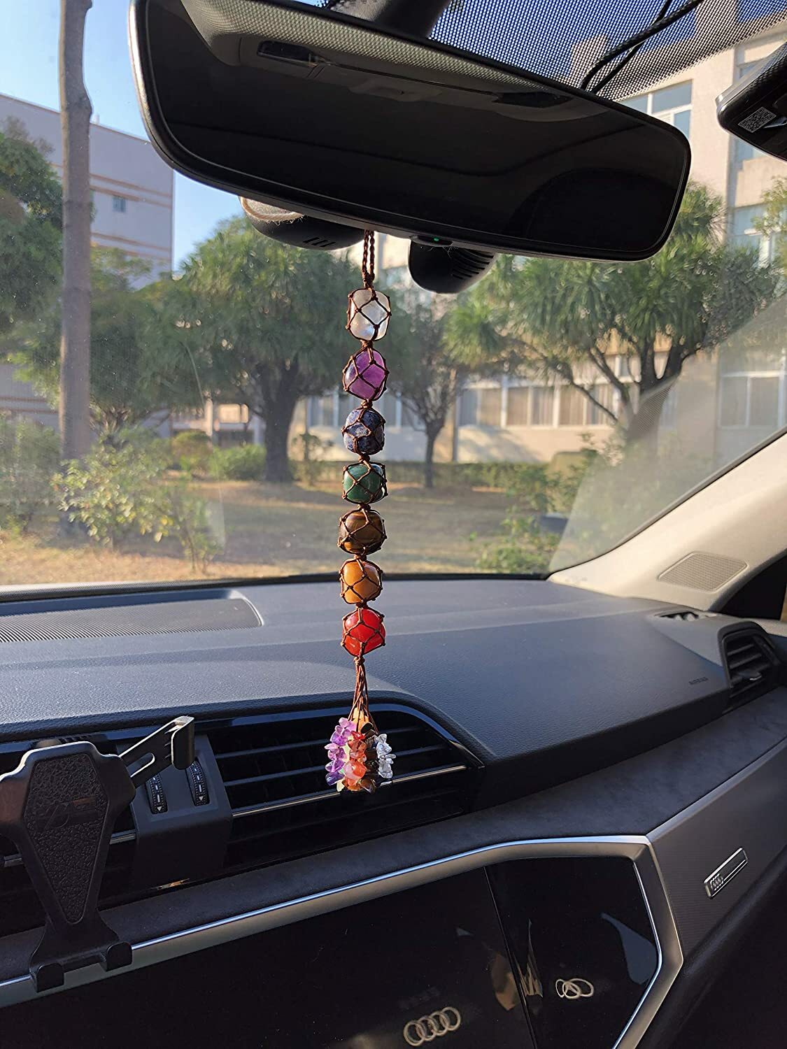 7 Chakra Gemstone Ornament Tassel Shui Hanging Feng Stones Home Cars Decor A#