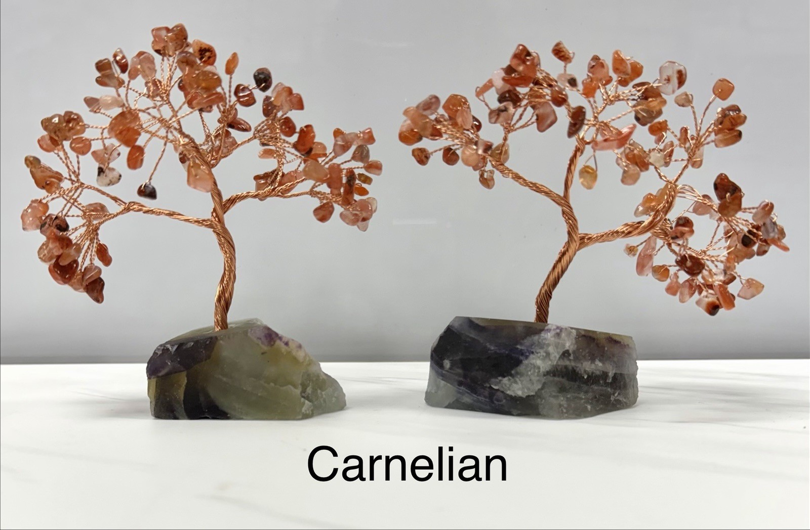 Wholesale 7 Pcs Bonsai Tree With Fluorite Base Copper Wire Natural Crystal