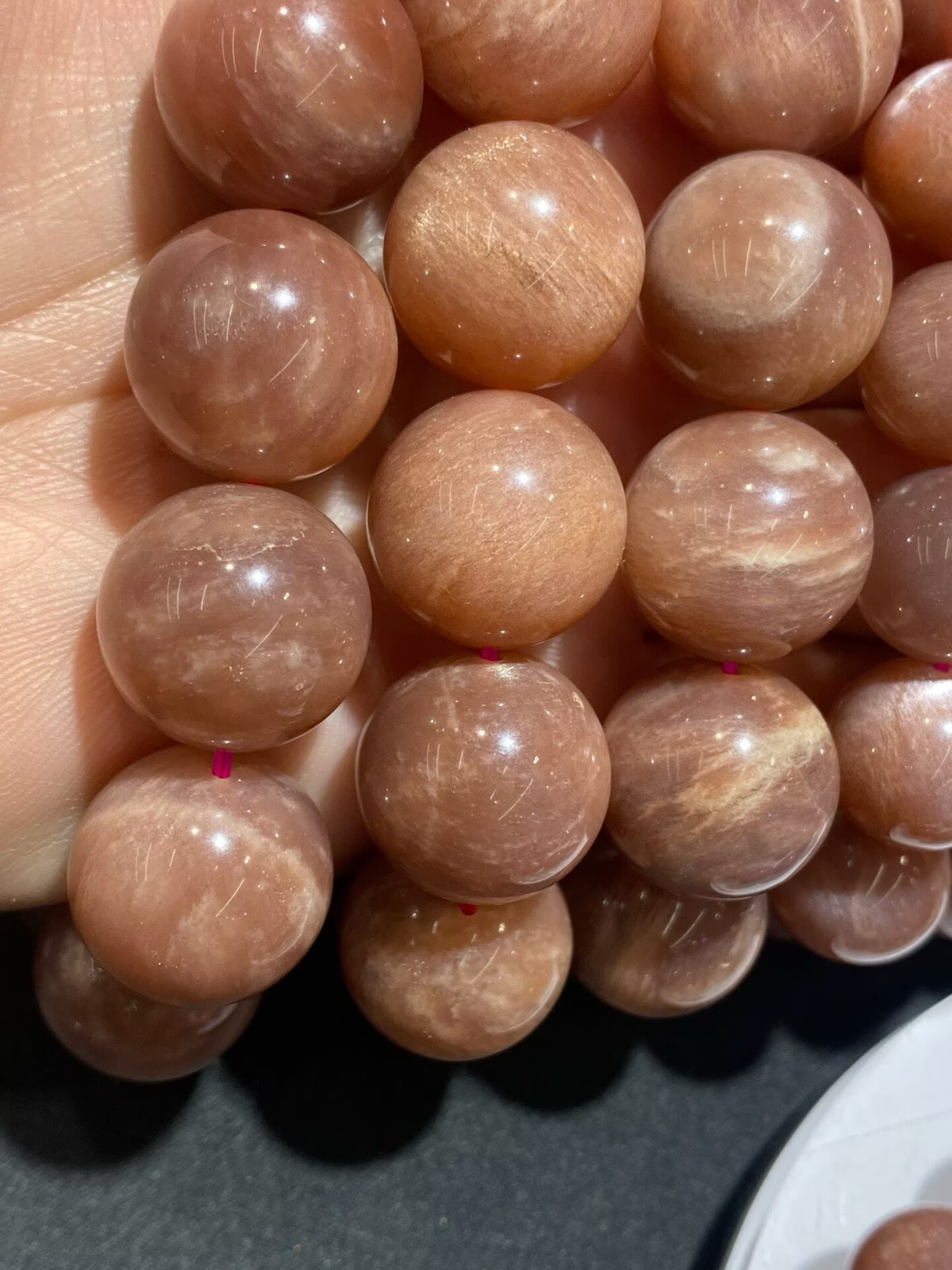 17mm Natural Sunstone bead Bracelet Reiki Crystal Quartz Healing Decorate 1pc