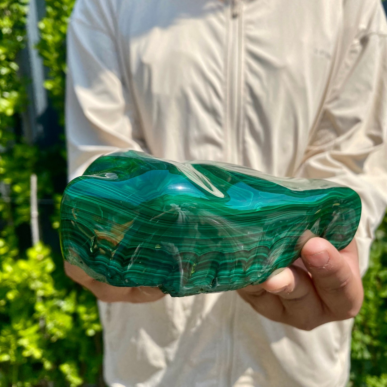 2.35LB Natural glossy Malachite transparent cluster rough mineral sample