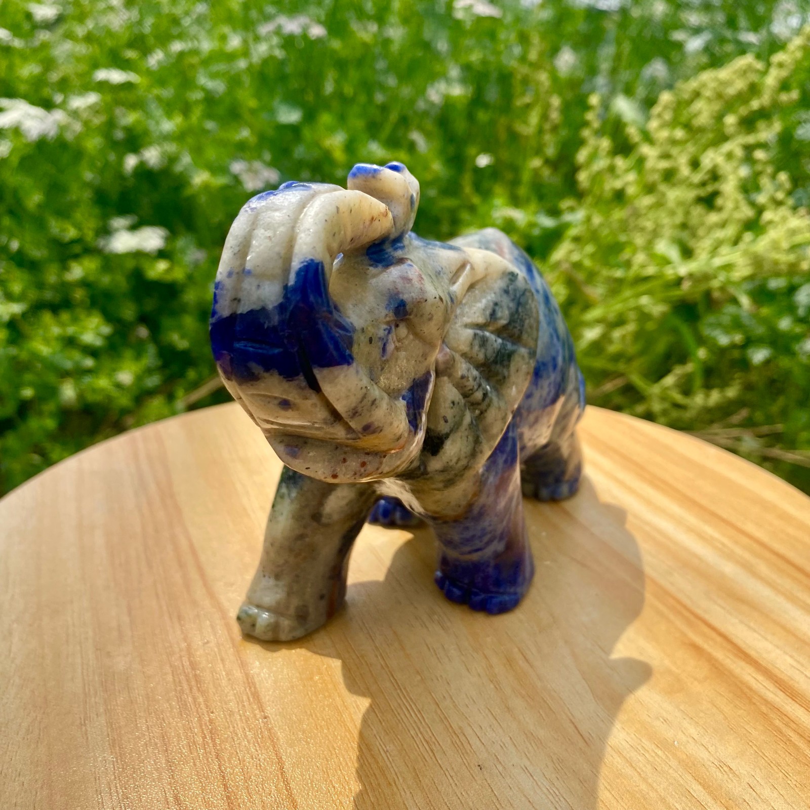 1.9LB Natural lapis lazuli quartz carving elephant spiritual healing