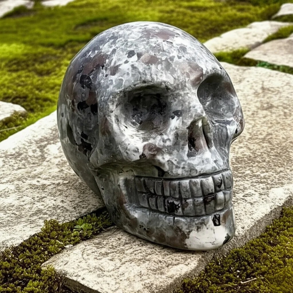 Natural Yooperlite Stone Skull UV Reactive Sodalite Quartz Crystal Home Decor