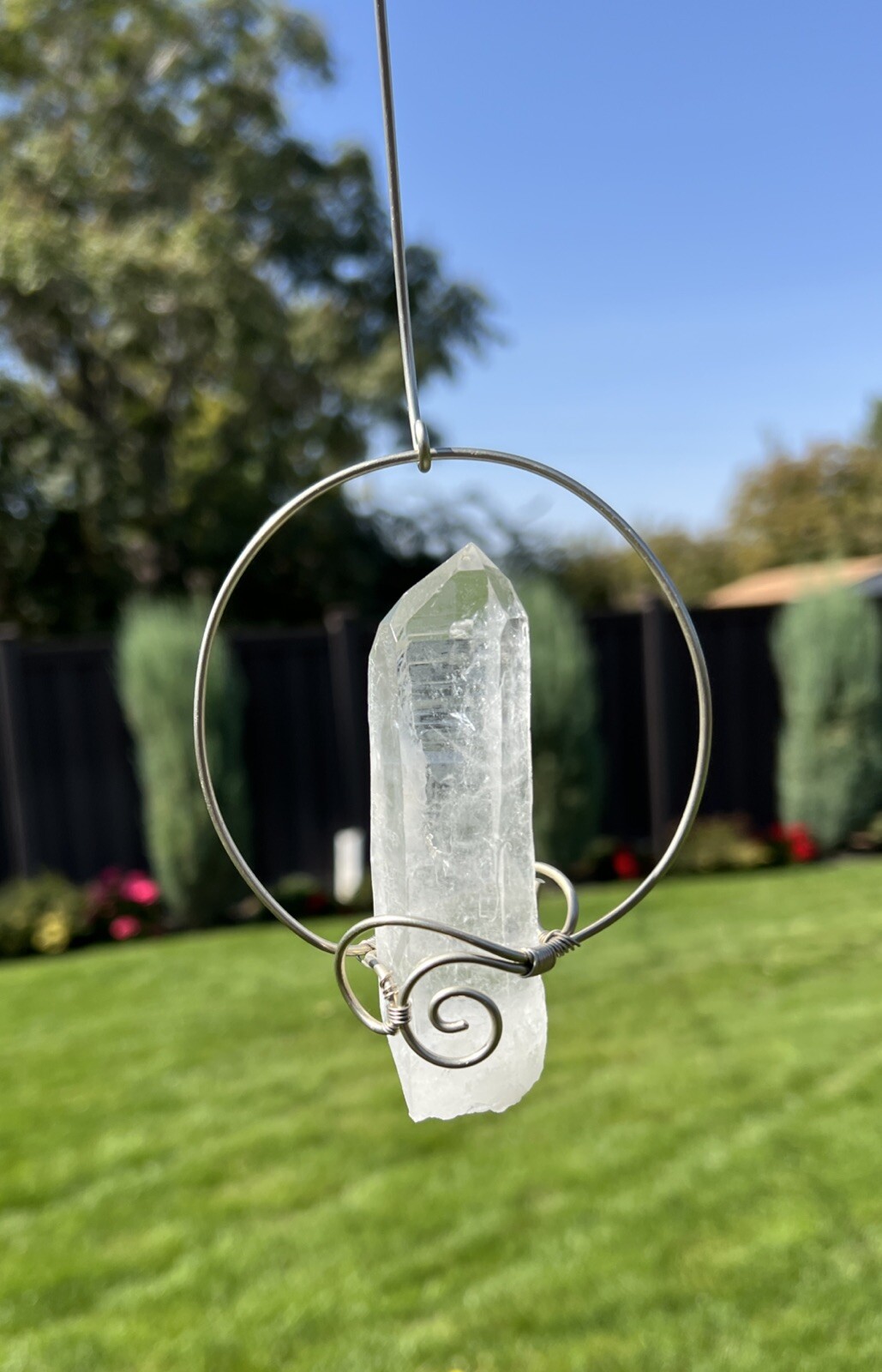 Floating Quartz Crystal Sculpture Decoration ￼FENG SHUI HANGING Handmade USA #1￼