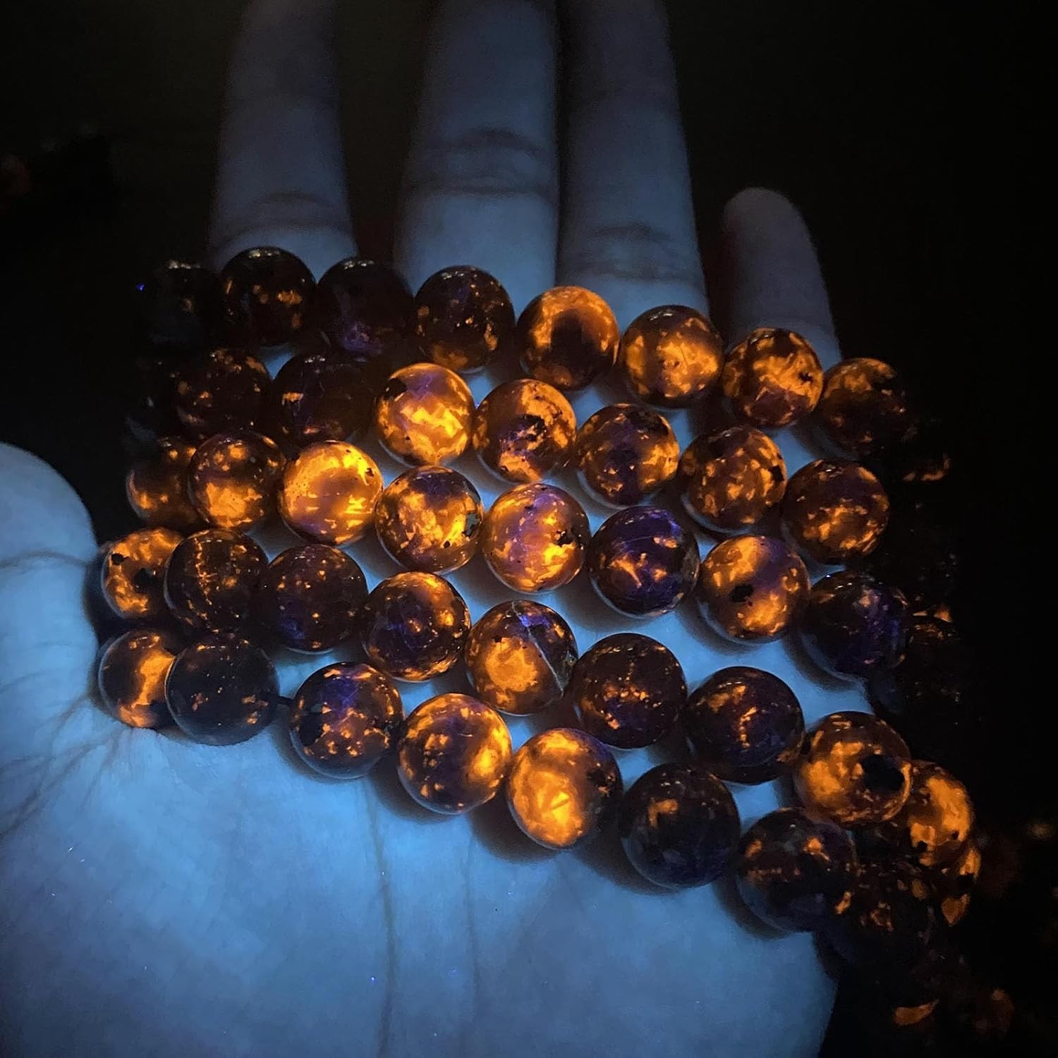 58pcs 6mm Natural Flame Yooperlite Stone Beads Round Healing Energy Power Stone