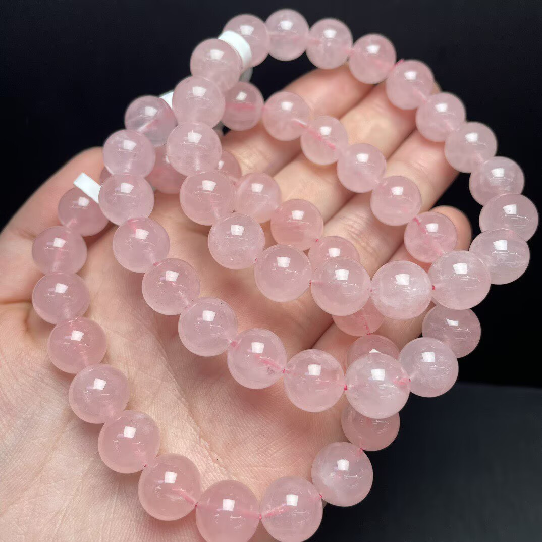 13mm Natural rose quartz Bead Bracelet Reiki Crystal Quartz Healing Decorate 1pc