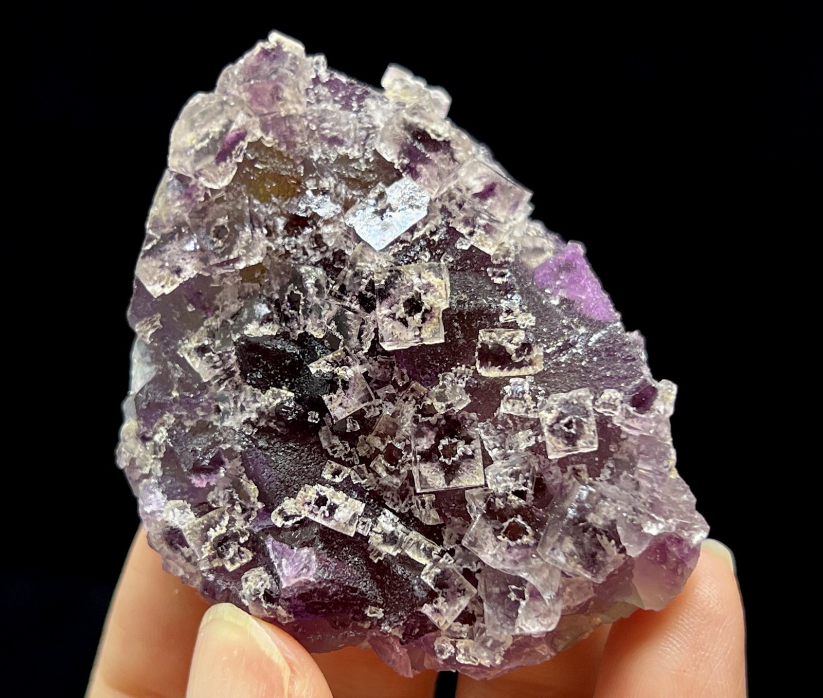 56mm 71g Two-generations Fluorite, Cubic on Octahedron, Natural Mineral Specimen