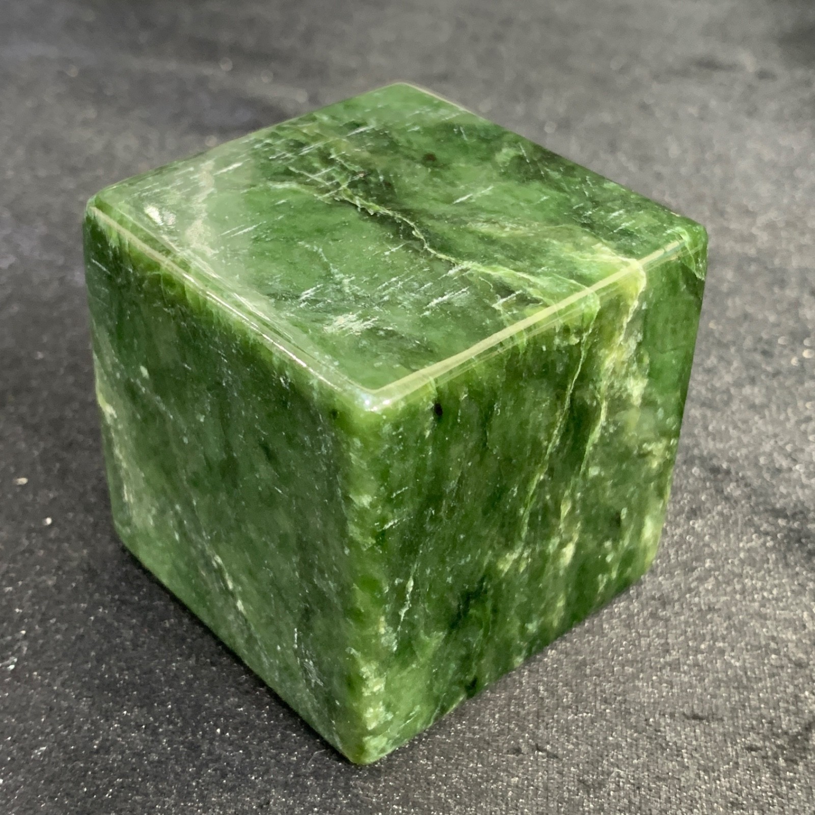 Top Quality Nephrite Jade Cube – 360g Hand-Polished Natural Healing Stone