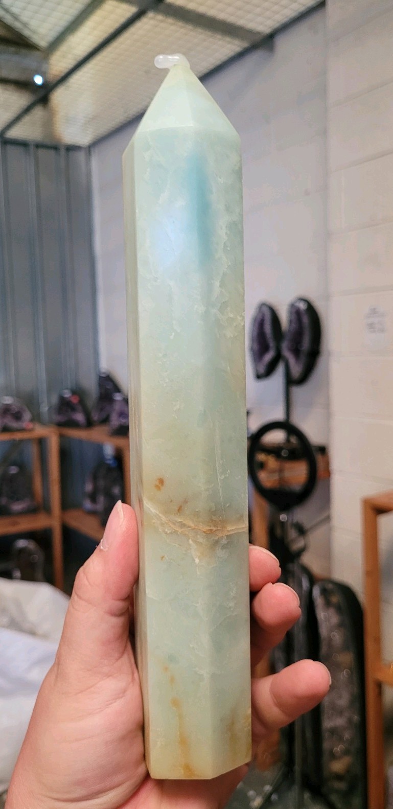 EXTRA LARGE Amazonite Crystal Point Healing Obelisk Tower NEW 10 Inches