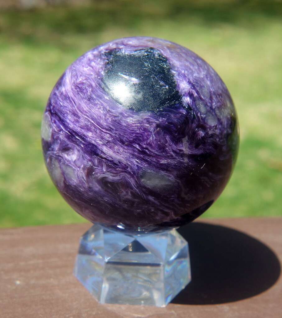 Charoite Sphere / Rich Purple Crystal Ball with Aegerine