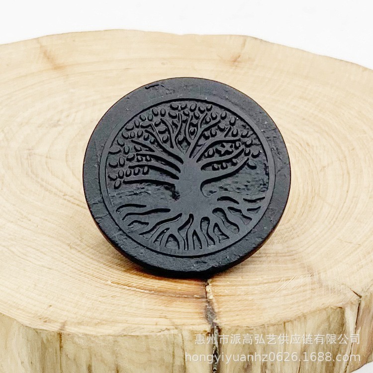 Shungite black natural stone circular EMF protection Mobile and tablet stickers
