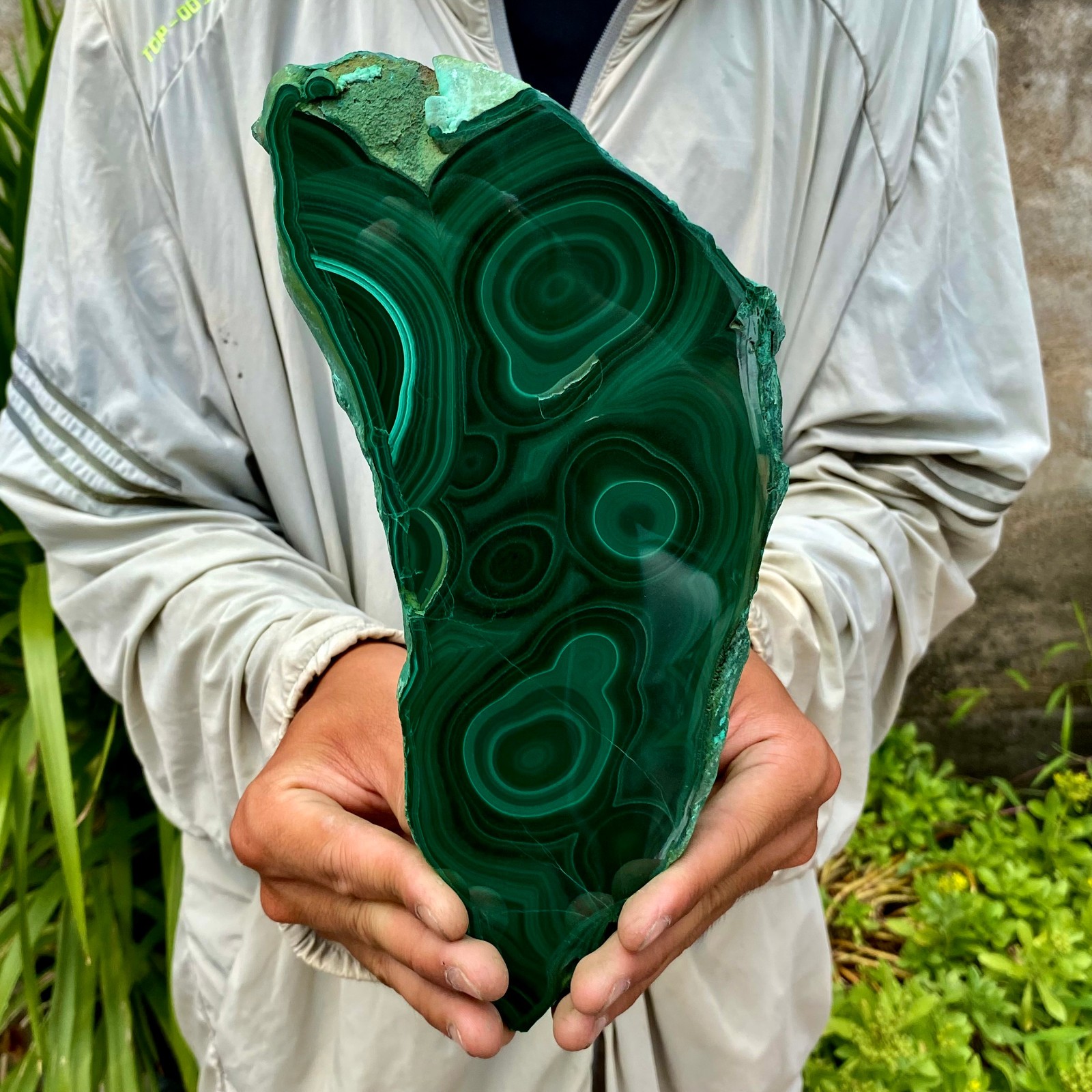 2.6LB Natural malachite slice quartz crystal luster mineral specimen